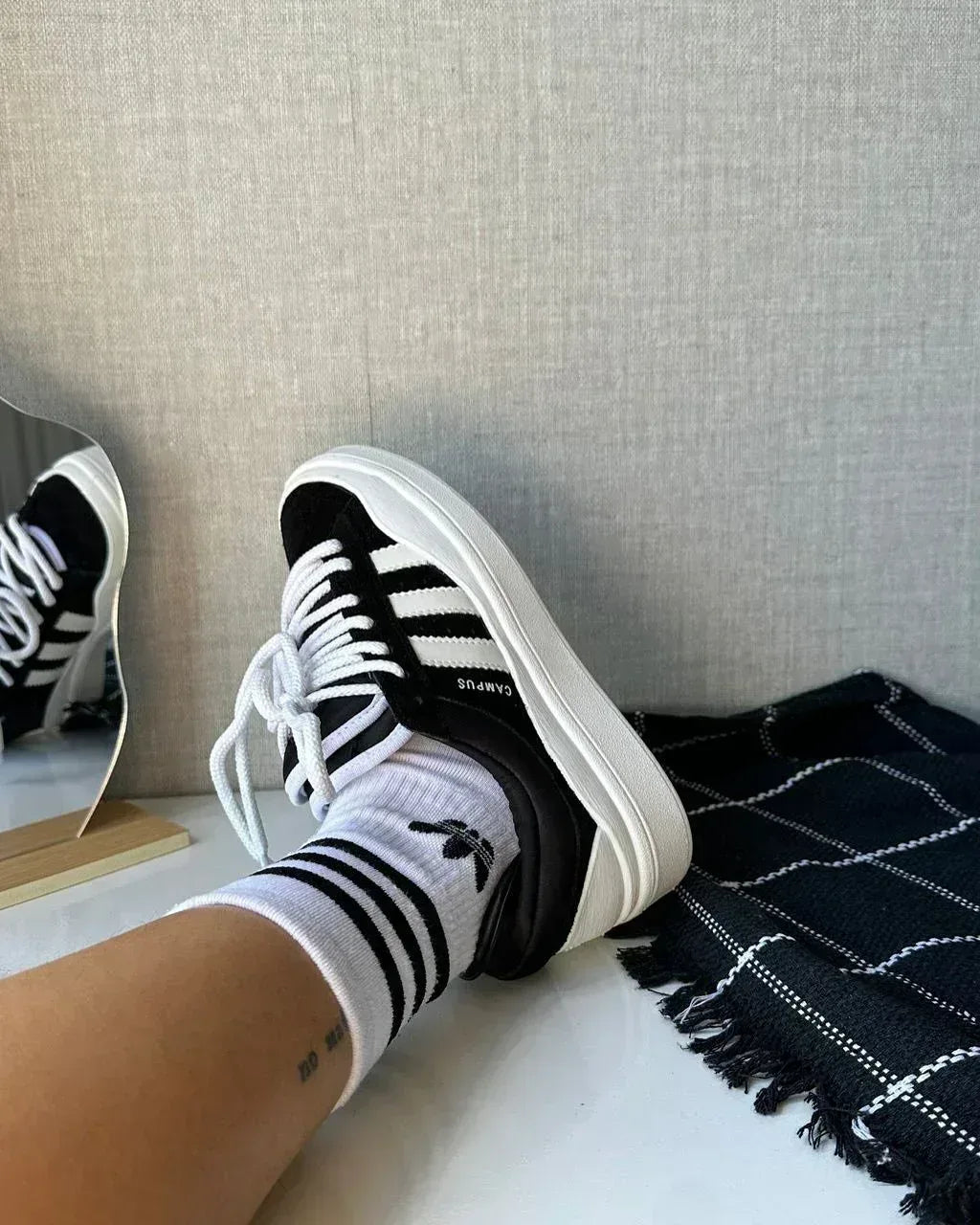 ADIDAS CAMPUS BLACK WHITE - MONEYS