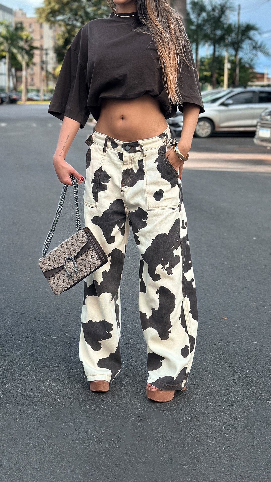 CALÇA COW DENIM